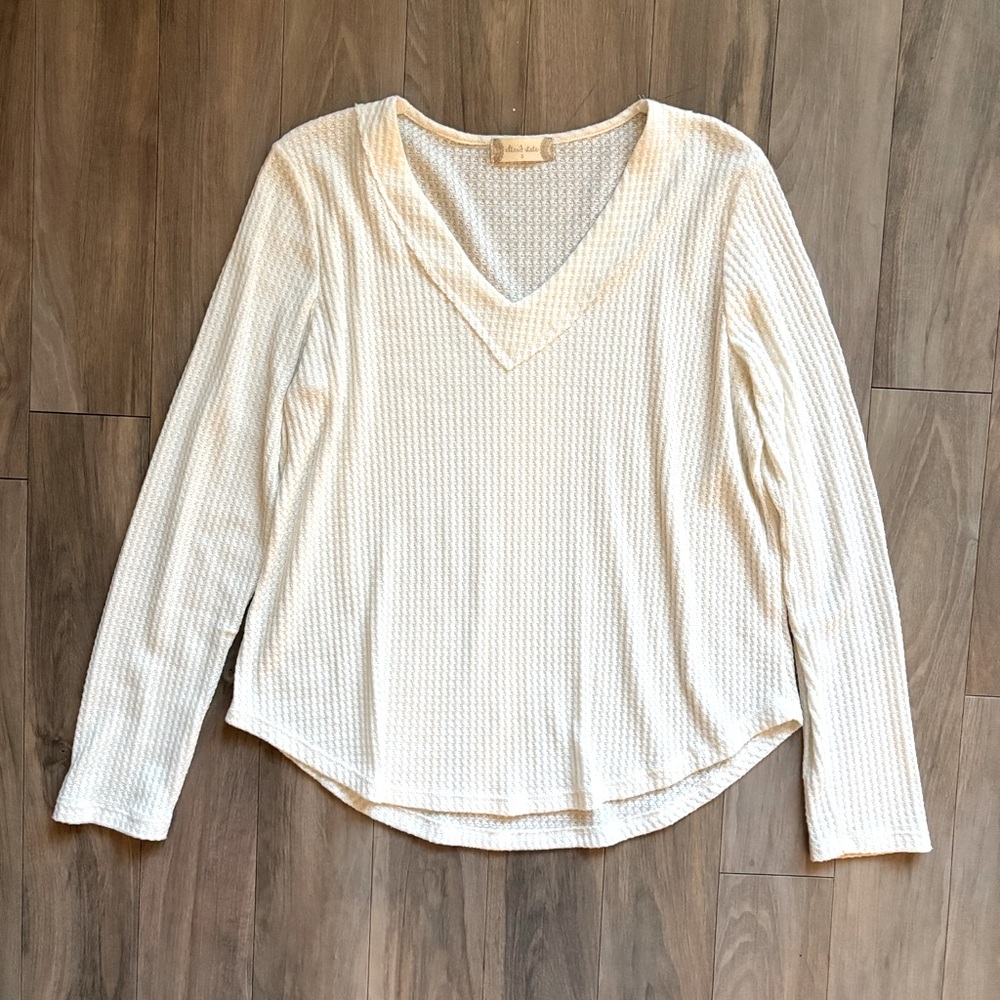 White Altar’d State Long Sleeve Waffle Top